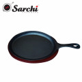 Skillet de hierro fundido preajustado Fajita con base de madera